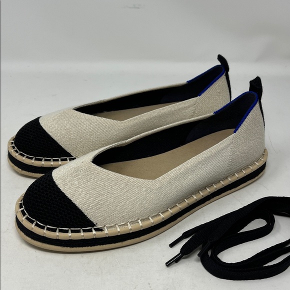 ROTHY’S BOARDWALK ESPADRILLE CREAM AND BLACK SIZE 7.5 - Picture 2 of 15